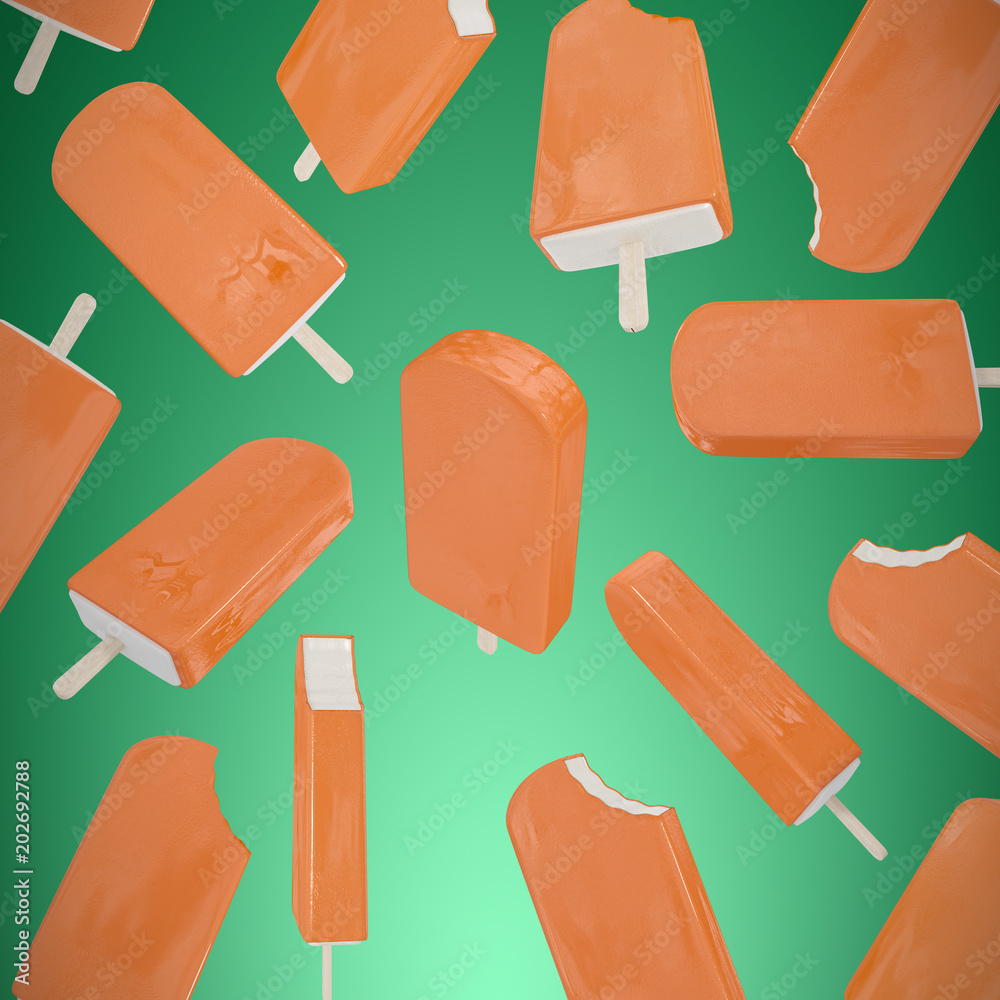 Chocolate ice-cream against abstract green background Chocolate ice-cream against abstract green background