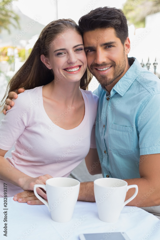 Portrait of a romantic couple at coffee shop Portrait of a romantic couple at coffee shop