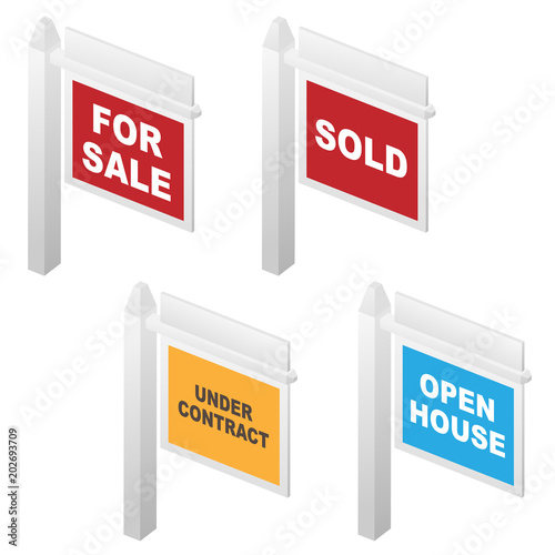 Real Estate For Sale, Sold, Open House and Under Contract Signs