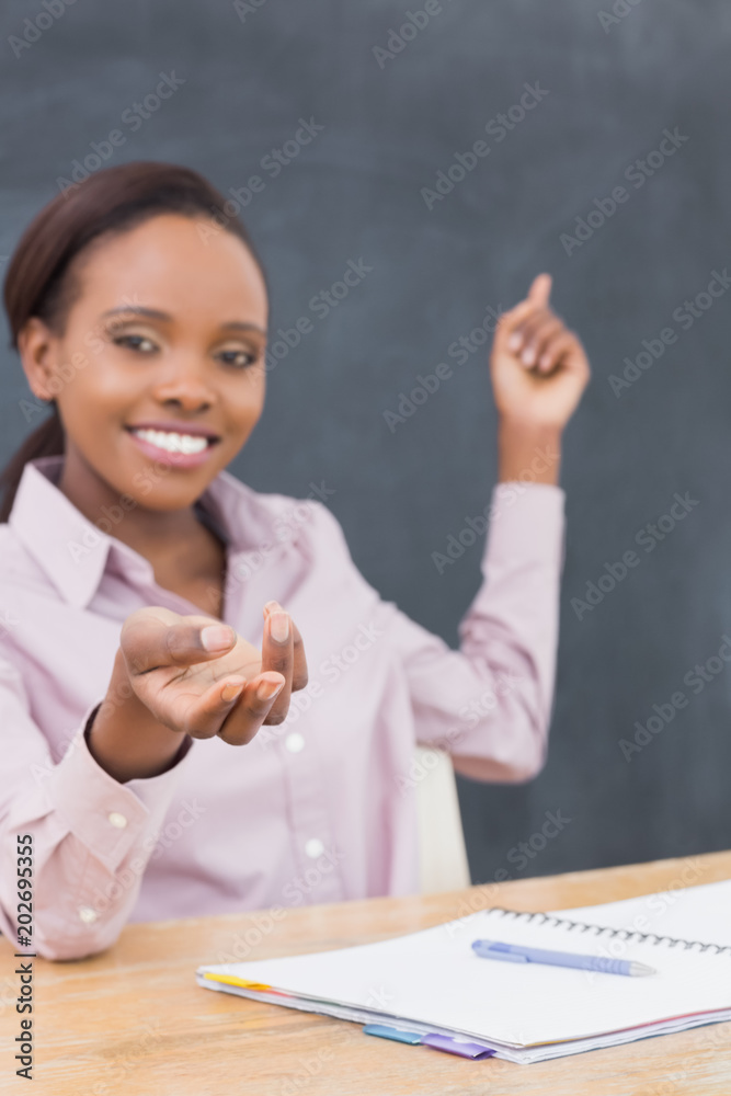 Focus on the hand on a teacher Focus on the hand on a teacher