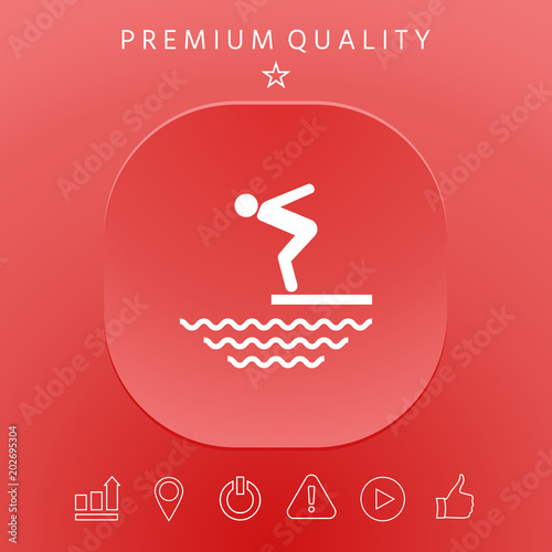 Swimmer on a springboard, Jumping into the water - icon