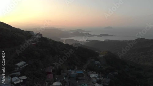 Aerial view of Jiufen, also spelled Jioufen or Chiufen. A mountain area in Ruifang District, New Taipei City photo