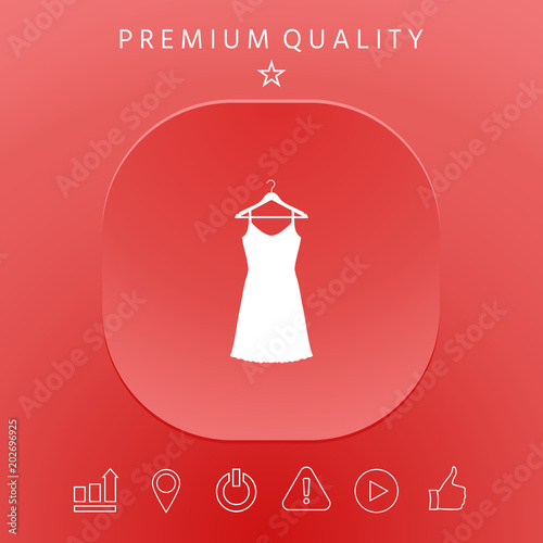 Sundress, Evening dress, combination or nightie on the wardrobe hanger , the silhouette. Menu item in the web design