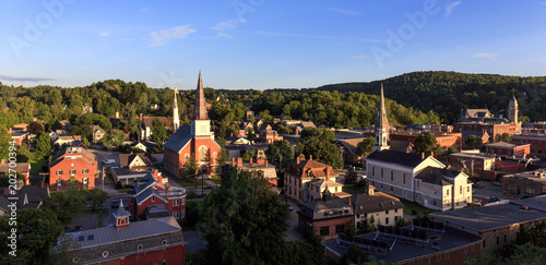 Looking down on churches and historic buildings in Montpellier, Vermont photo