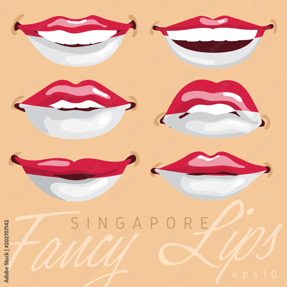 Woman Lips Painted World Flag : Vector Illustration Woman Lips Painted World Flag : Vector Illustration