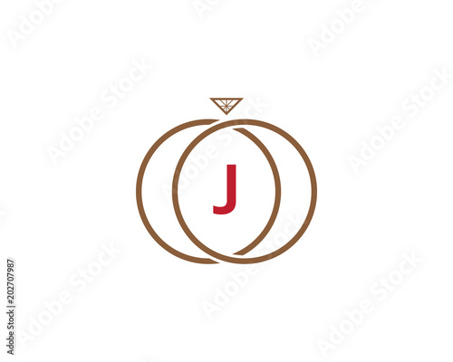 j letter ring diamond logo