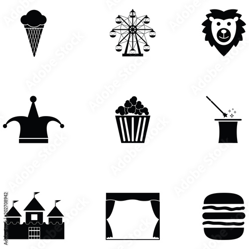amusement park icon set