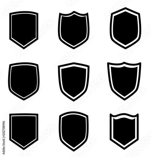 Free Download shield icon set on white background. flat style. best shield. protect icon. guard sign. - GFXLoad