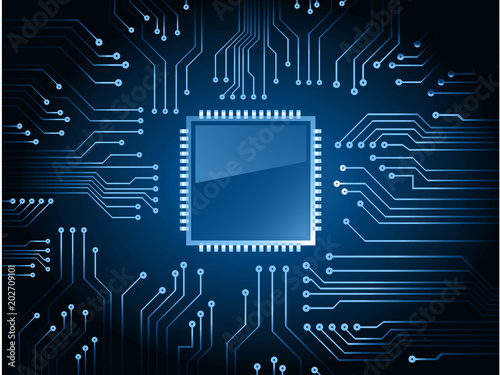 binary circuit board future technology, blue cyber security concept background, abstract hi speed digital internet.motion move blur. CPU pixel vector