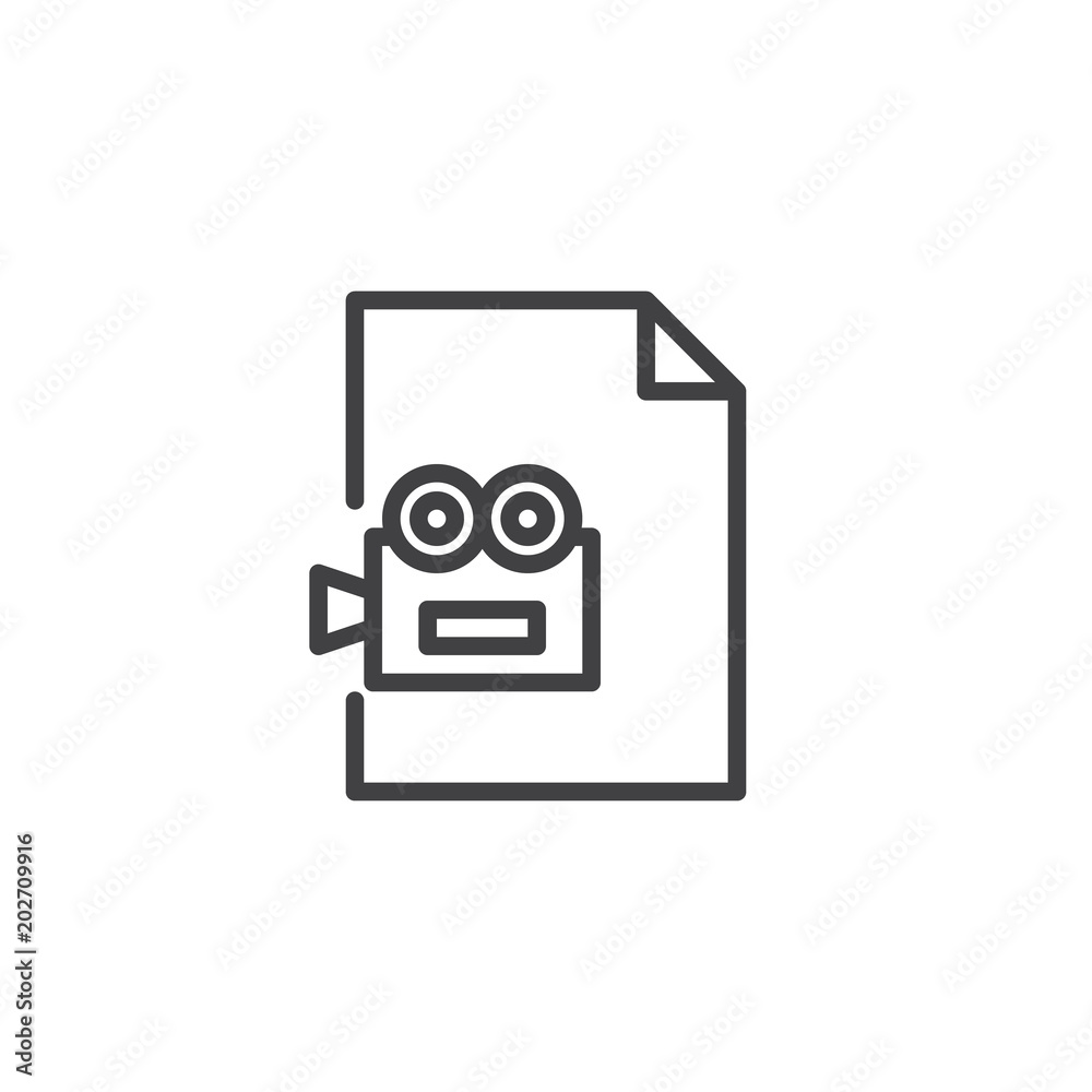 Video file outline icon. linear style sign for mobile concept and web design. File format simple line vector icon. Symbol, logo illustration. Pixel perfect vector graphics Video file outline icon. linear style sign for mobile concept and web design. File format simple line vector icon. Symbol, logo illustration. Pixel perfect vector graphics