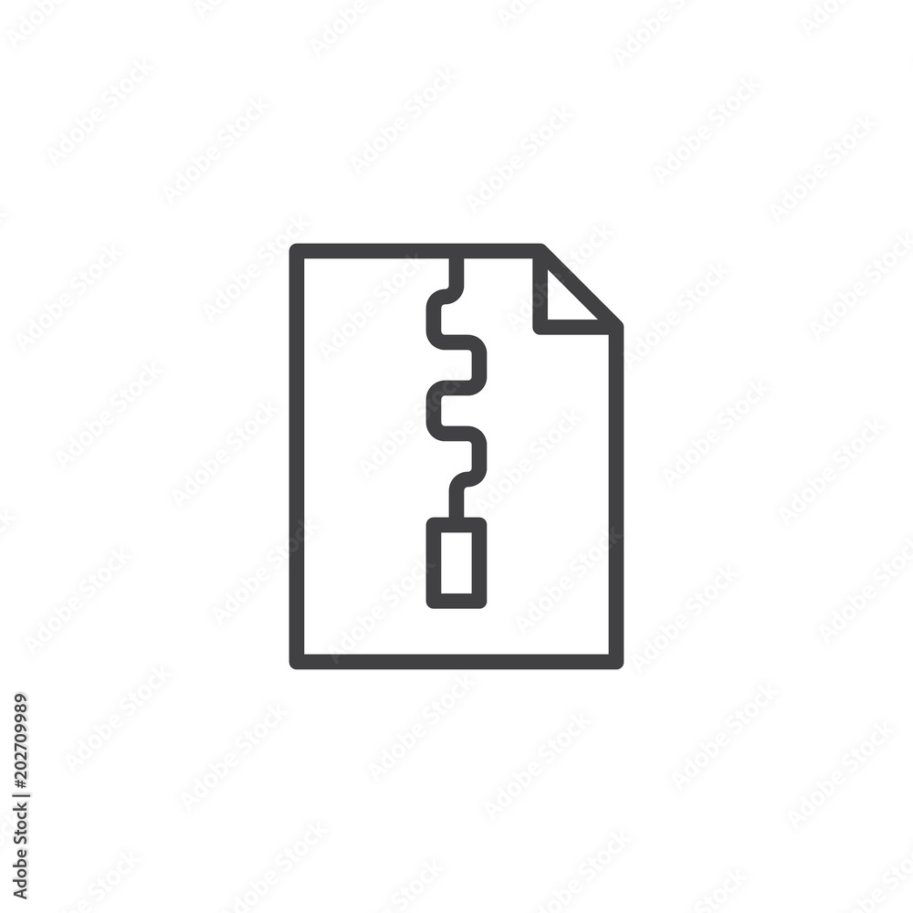 zip folder file outline icon. linear style sign for mobile concept and web design. Archive file line vector icon. Symbol, logo illustration. Pixel perfect vector graphics zip folder file outline icon. linear style sign for mobile concept and web design. Archive file line vector icon. Symbol, logo illustration. Pixel perfect vector graphics