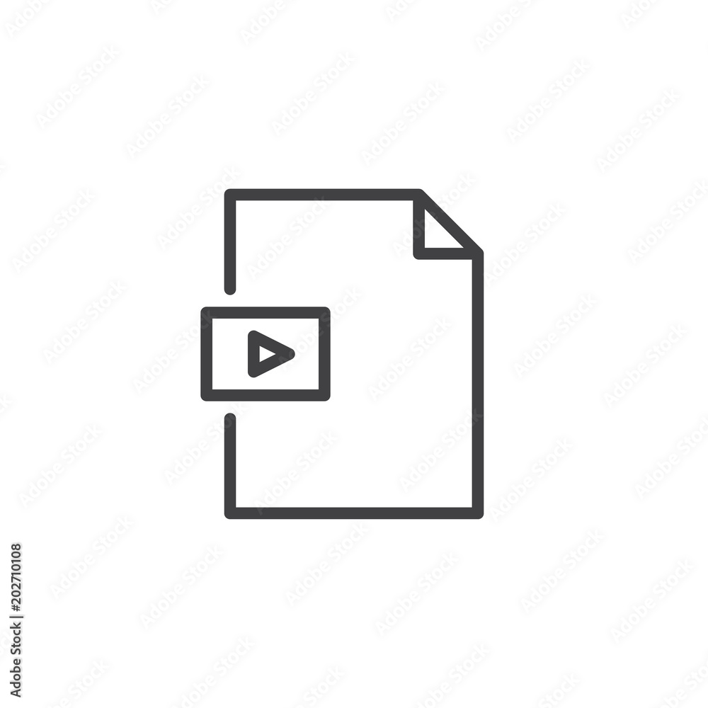 Video file format outline icon. linear style sign for mobile concept and web design. Media folder simple line vector icon. Symbol, logo illustration. Pixel perfect vector graphics Video file format outline icon. linear style sign for mobile concept and web design. Media folder simple line vector icon. Symbol, logo illustration. Pixel perfect vector graphics