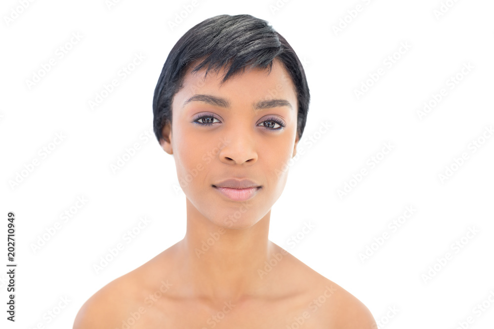 Beautiful black haired woman posing looking at camera Beautiful black haired woman posing looking at camera
