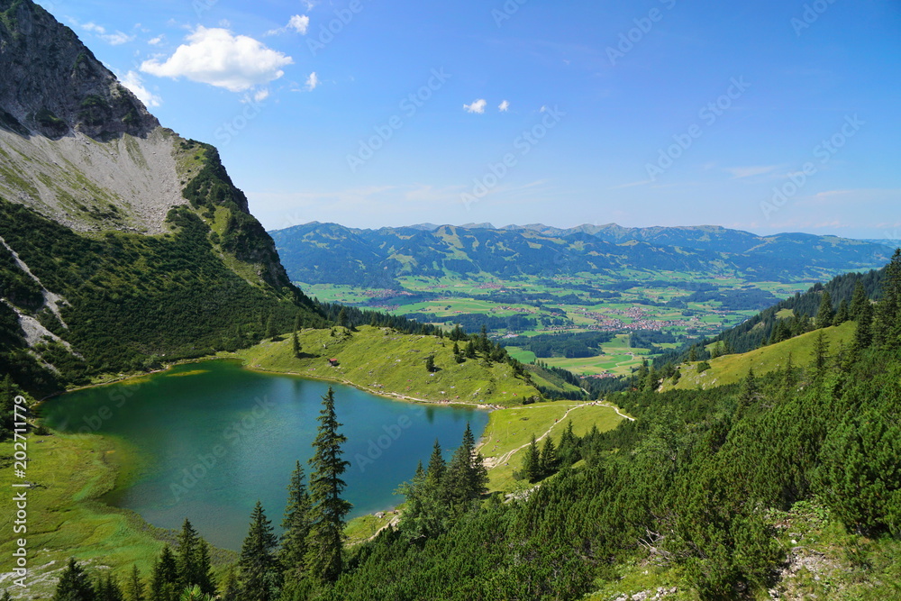 Bergsee in den Alpen, Bayern - obrazy, fototapety, plakaty 