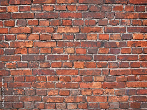 red brick wall in vintage style, brickwork background