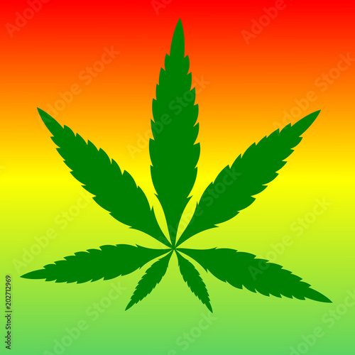 green marijuana leaf on color background ,illustration vector.