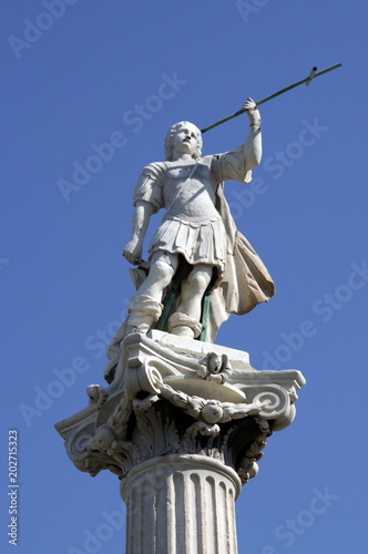 Sculpture on Constitution square  one of the main squares of Cadiz. This square is home to the famous Earthen gate and the earth Tower.