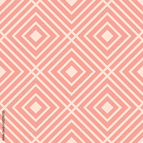 Cute pink linear checkered seamless pattern. Geometric background with linear squares. Basic modern background for design, website, cards, wrapping paper. Vector illustration.