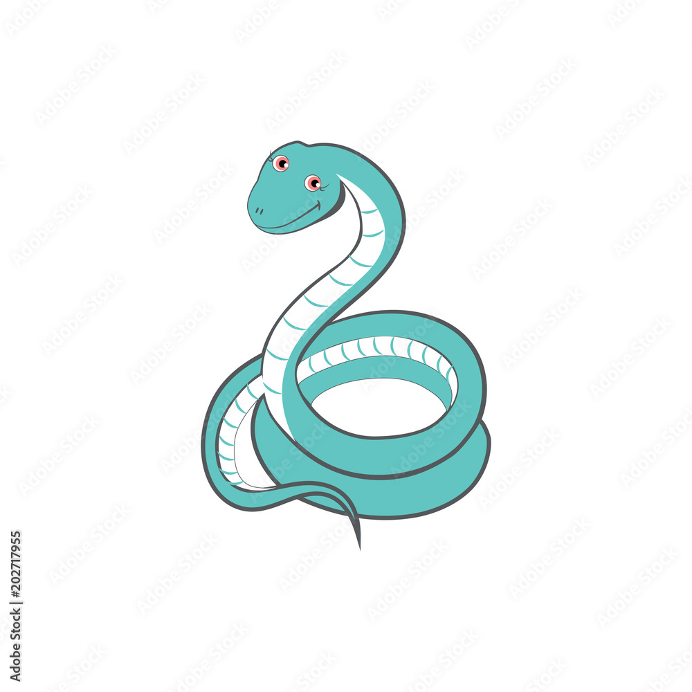 Cute cartoon snake, kid wild animal vector funny colorful exotic mammal  illustration, viper isolated on white background, Education for children,  character design, mascot zoo alphabet, baby shower Stock Vector | Adobe  Stock