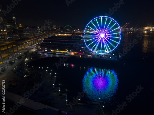 Seattle Washington USA Waterfront Night View