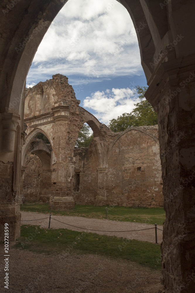 Interior stone monastery in Nuevalos, Zaragoza. Community of Aragon, Spain