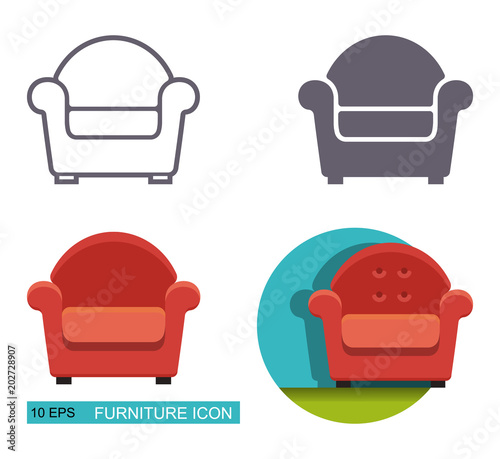 Vector icons of the armchair.