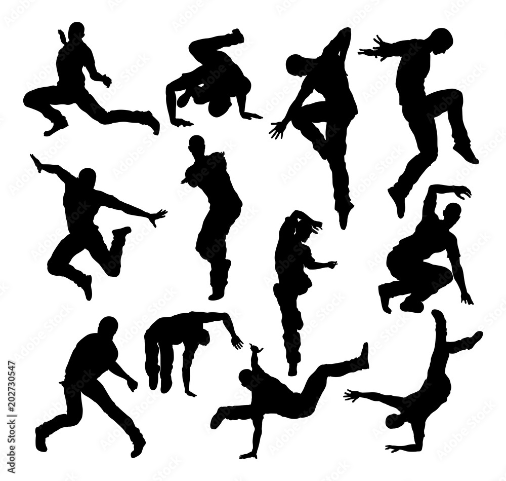 Fotografija Street Dance Dancer Silhouettes