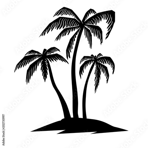 Set of hand drawn palm tree illustrations. Design element for poster, card, banner, t shirt.