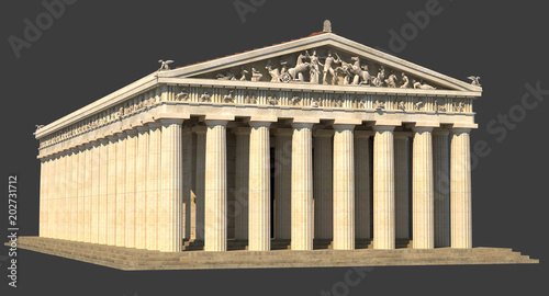 This is a 3d render of the Parthenon as it would have appeared around 400BC photo
