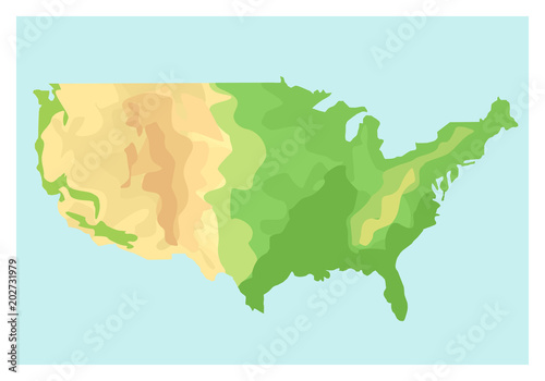 Map United States of America. Vector Illustration in Flat Style. EPS10.