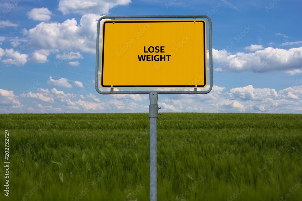 LOSE WEIGHT - image with words associated with the topic NUTRITION, word, image, illustration
