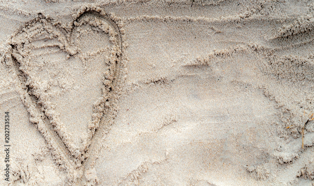 Herz im Sand, Hintergrund Stock Photo Adobe Stock