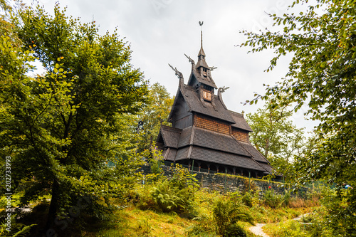 Norwegian wooden church near Bergen