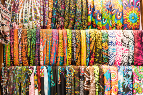 Vivid assortment of textile for sale