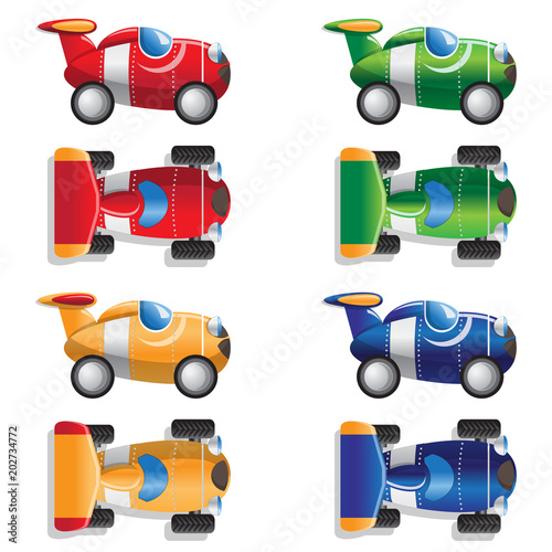 Set of sports cars. Isolated on white background. Vector illustration.