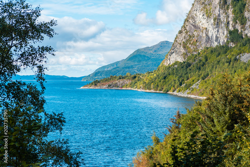 Fjord with mountains landscape (volda, norway)