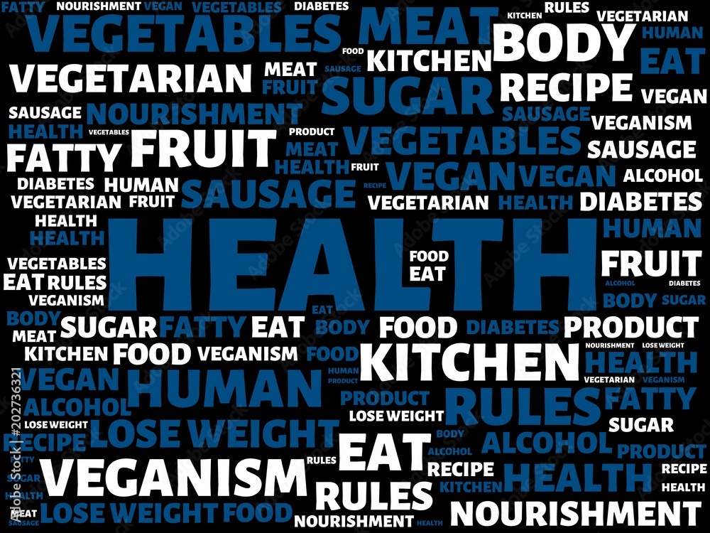 HEALTH - image with words associated with the topic NUTRITION, word, image, illustration HEALTH - image with words associated with the topic NUTRITION, word, image, illustration