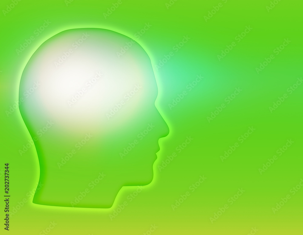 silhouette of a mans head with green background silhouette of a mans head with green background