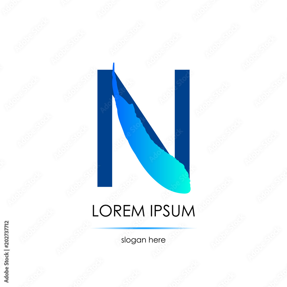 Letter N logo. Smear of a brush. Letter N logo. Smear of a brush.