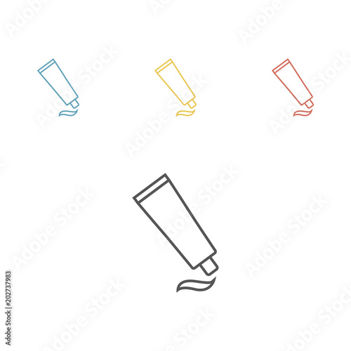 Tube with small ribbed cap for medicine or cosmetics - cream, gel, skin care, toothpaste. Vector illustration.