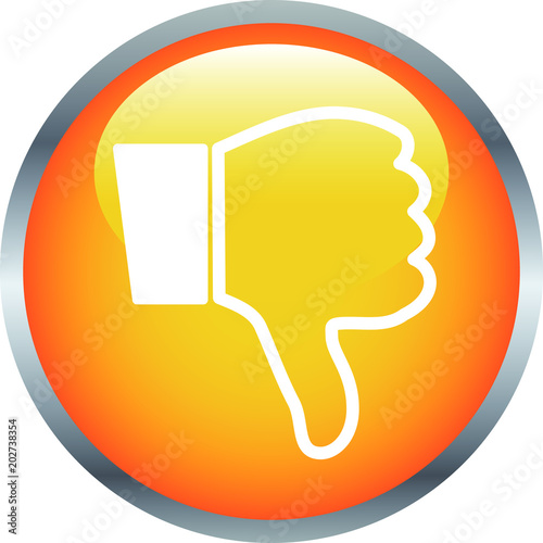Pink Shiny round button with Thumbsdown mark