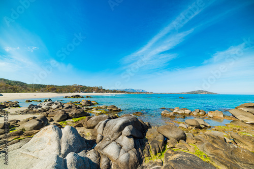 Rocks and blue sea in Orri beach photo