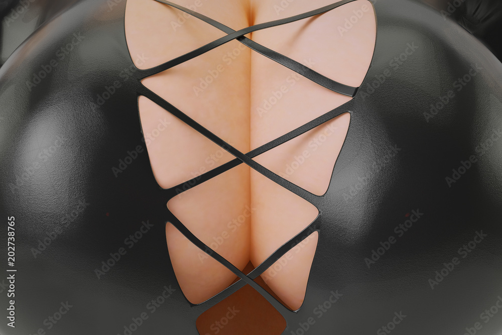 © PixlMakr - Woman with busty cleavage in leather suit