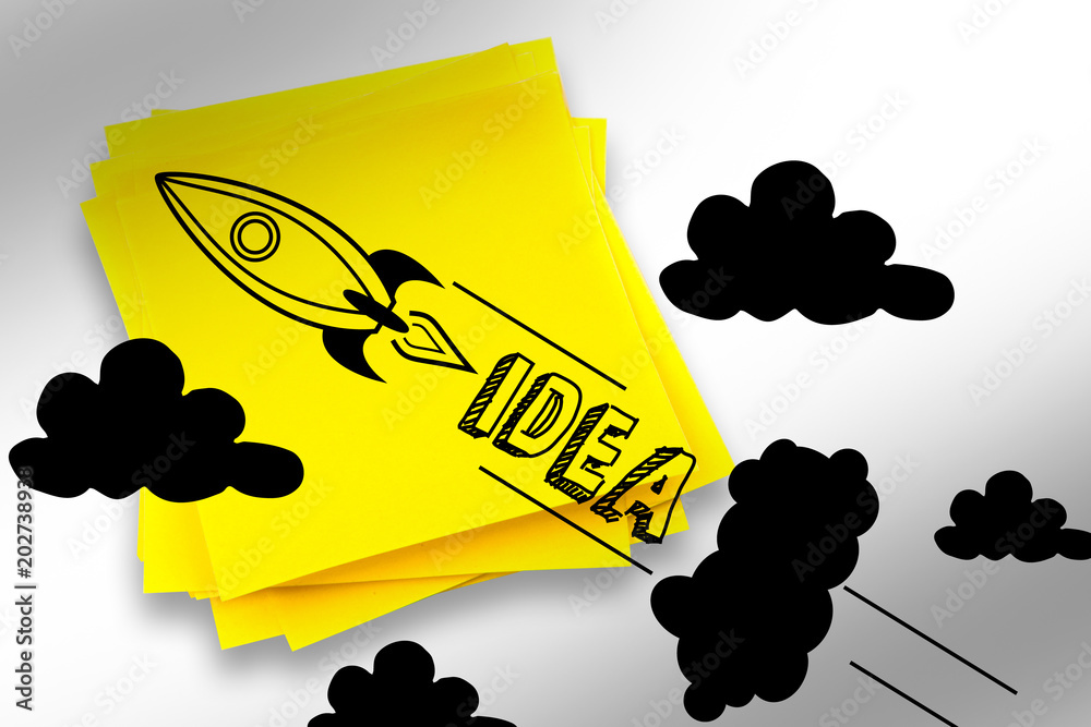Fotografie Idea and innovation graphic against sticky note