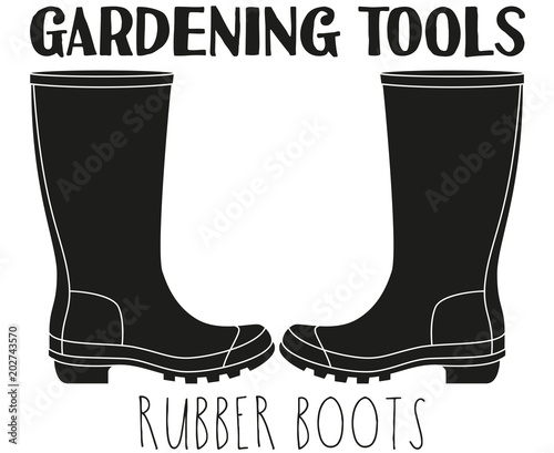 Black and white rubber boots silhouette.