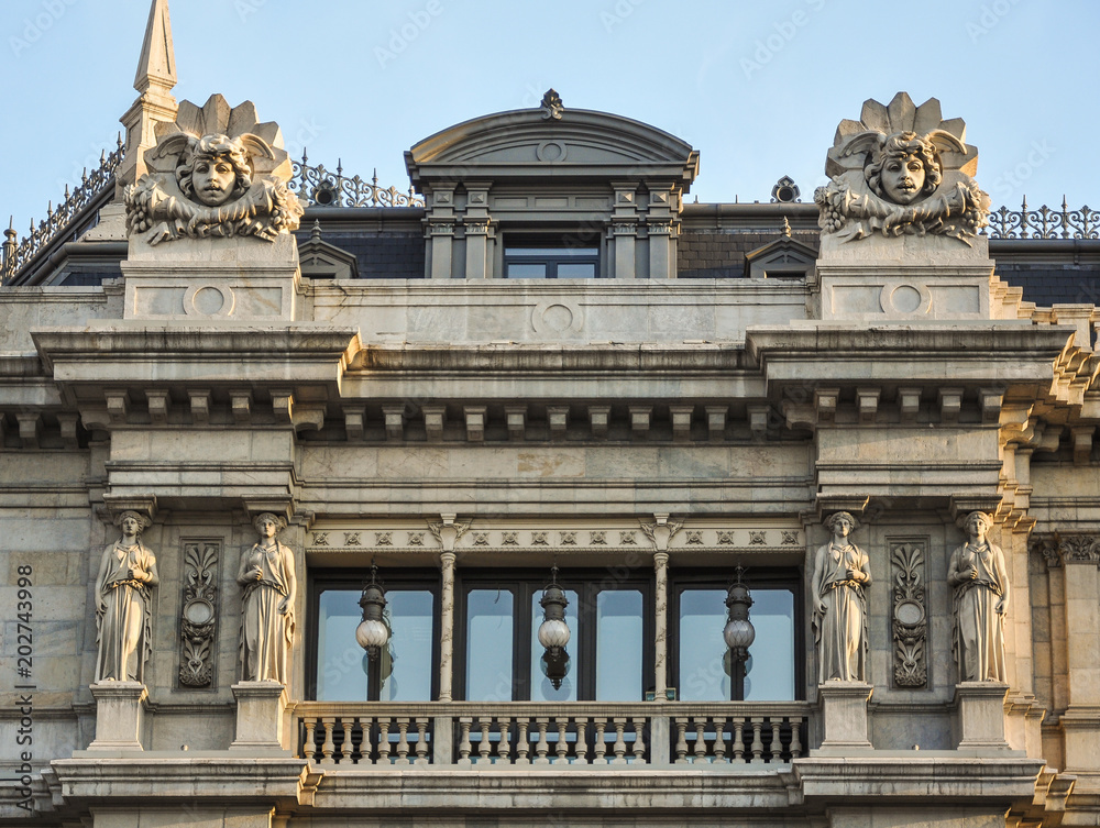 Vista en detalle del Banco de España, Madrid