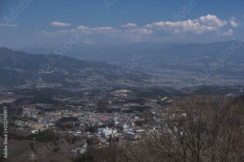 伊香保の街と山々