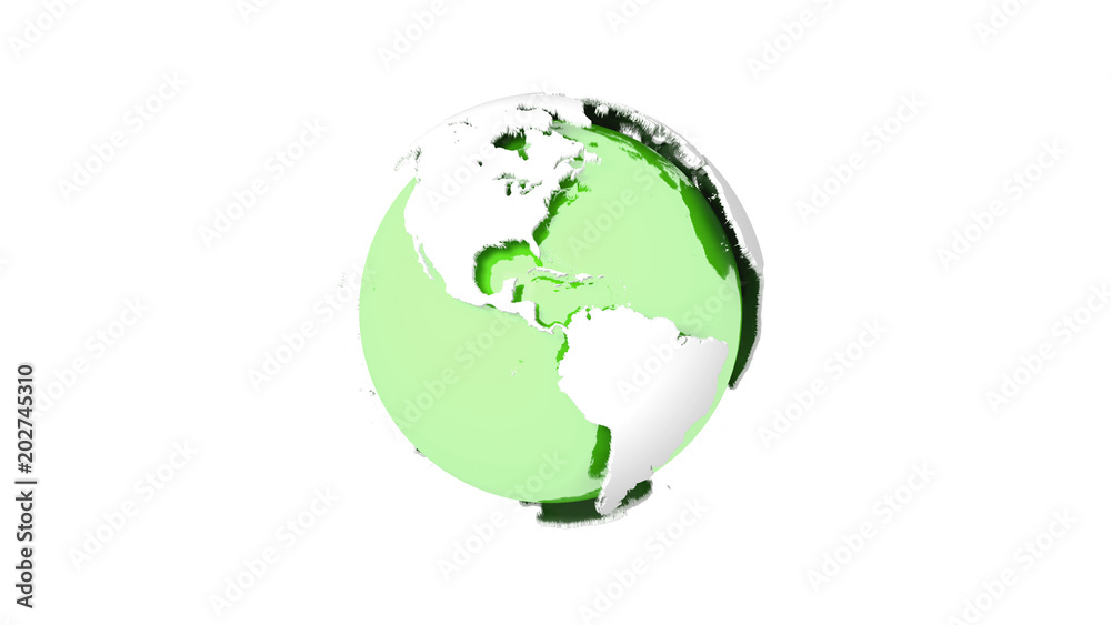 3d abstract planet earth with continents isolated