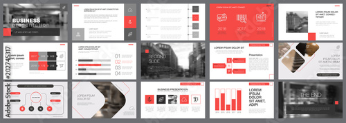 Template of red and grey slides for presentation