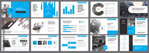 Template of white and blue slides for presentation
